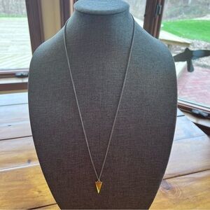 🍭6/$30 Louvisa mixed metal gold tone dagger triangle long pendant necklace